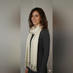 Be Kind By Ellen X Tribe Alive Chic Cream Scarf for Women  tribe alive denim